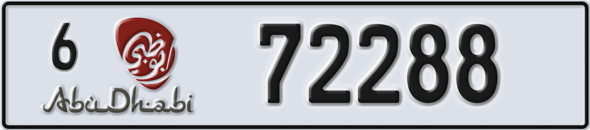 abu dhabi License Plate Number 72288 Code 6