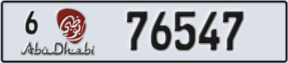 abu dhabi License Plate Number 76547 Code 6
