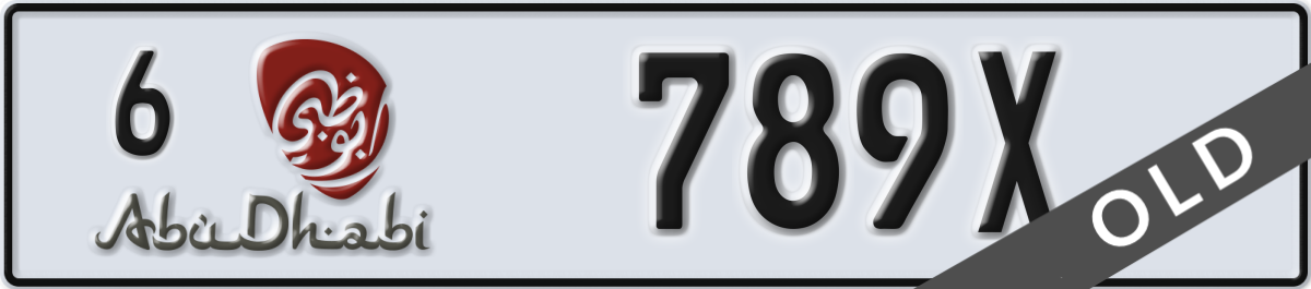 abu dhabi License Plate Number 789X Code 6