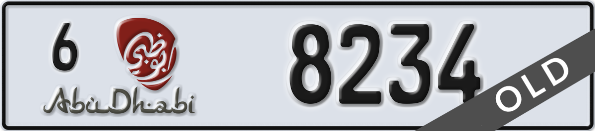 abu dhabi License Plate Number 8234 Code 6