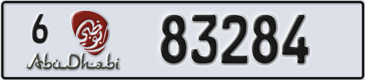 abu dhabi License Plate Number 83284 Code 6