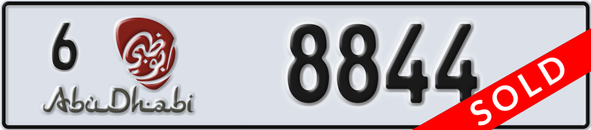 abu dhabi License Plate Number 8844 Code 6