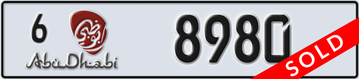 abu dhabi License Plate Number 8980 Code 6