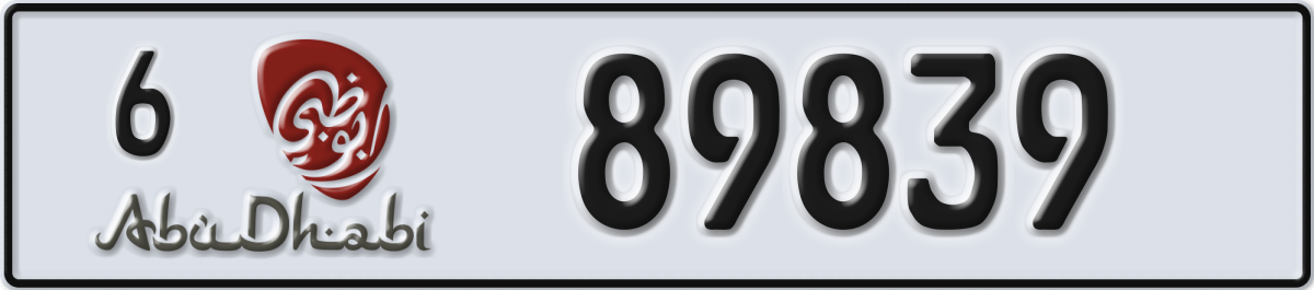 abu dhabi License Plate Number 89839 Code 6