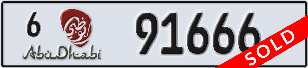 abu dhabi License Plate Number 91666 Code 6