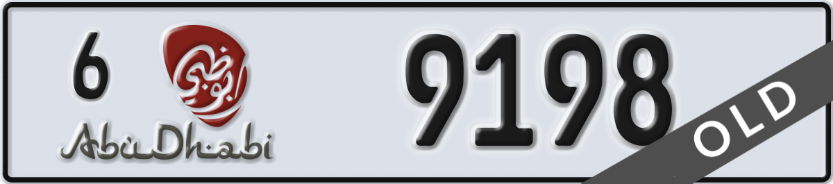 abu dhabi License Plate Number 9198 Code 6