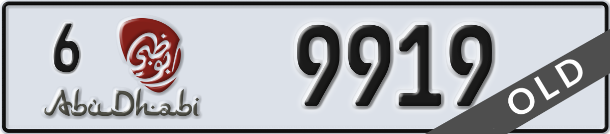 abu dhabi License Plate Number 9919 Code 6