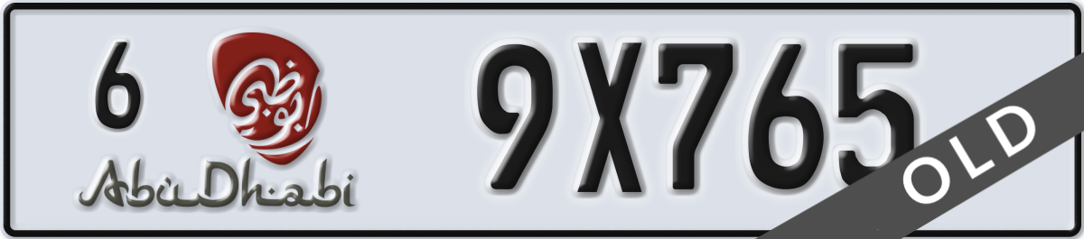 abu dhabi License Plate Number 9X765 Code 6