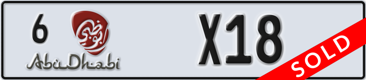 abu dhabi License Plate Number X18 Code 6