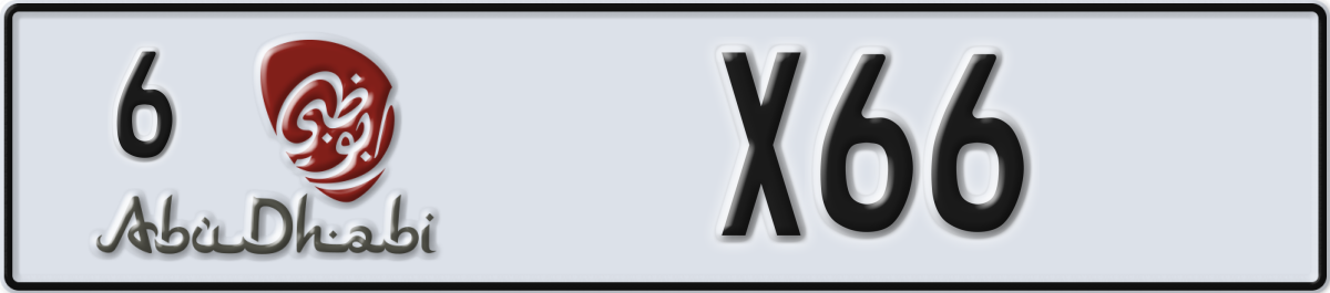 abu dhabi License Plate Number X66 Code 6