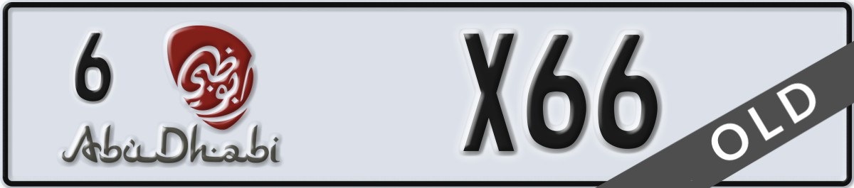 abu dhabi License Plate Number X66 Code 6