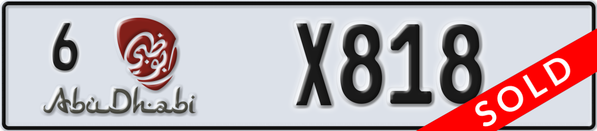 abu dhabi License Plate Number X818 Code 6