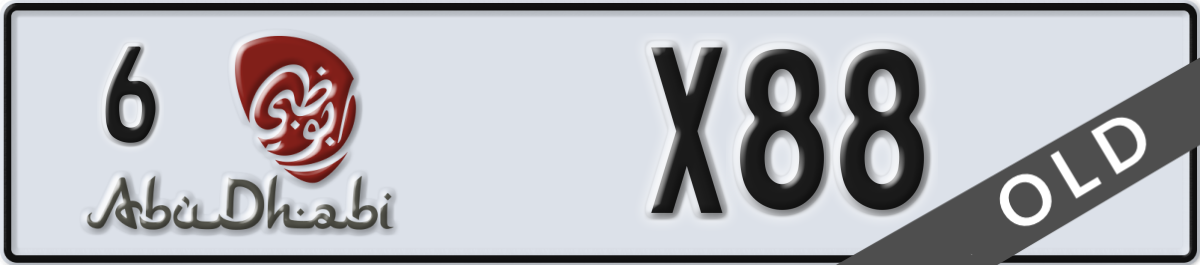 abu dhabi License Plate Number X88 Code 6