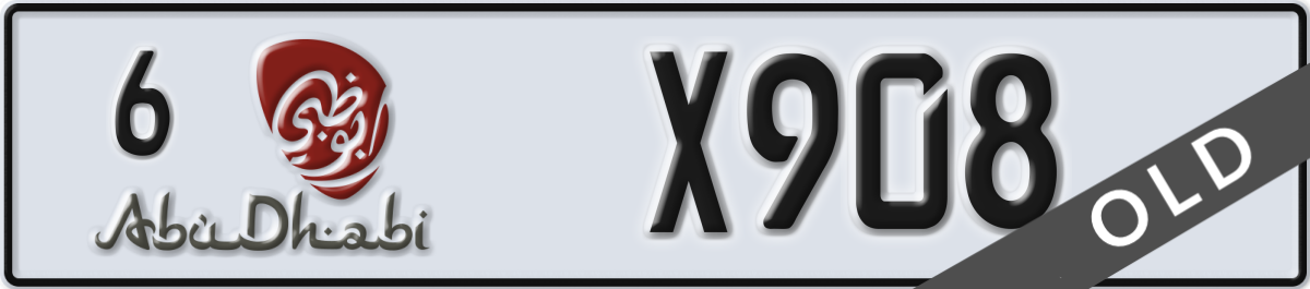 abu dhabi License Plate Number X908 Code 6