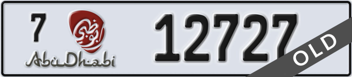 abu dhabi License Plate Number 12727 Code 7