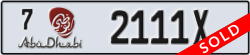 abu dhabi - code - 7 - number -2111X