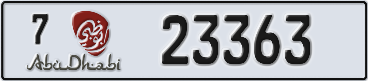 abu dhabi License Plate Number 23363 Code 7
