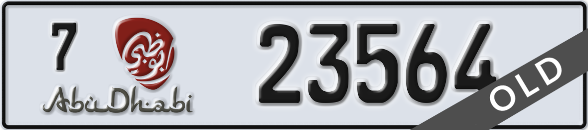 abu dhabi License Plate Number 23564 Code 7