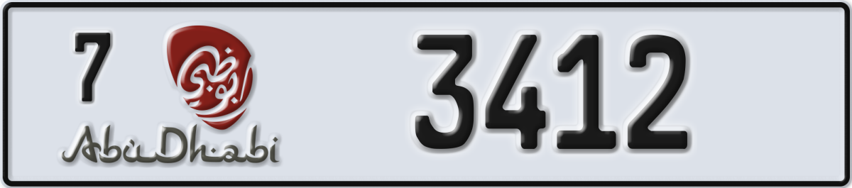 abu dhabi License Plate Number 3412 Code 7