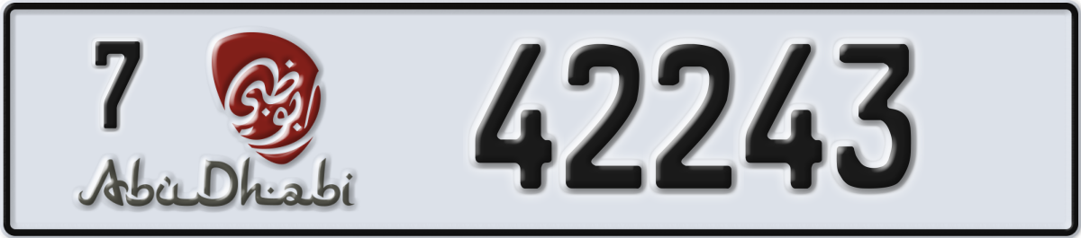 abu dhabi License Plate Number 42243 Code 7