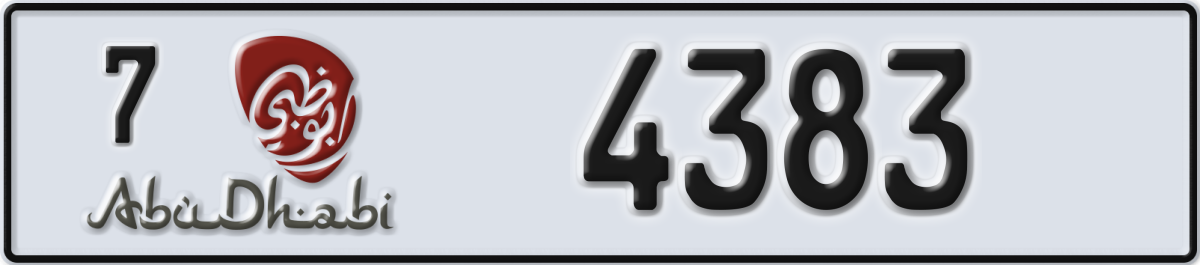 abu dhabi License Plate Number 4383 Code 7