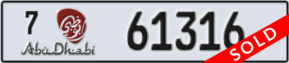 abu dhabi License Plate Number 61316 Code 7