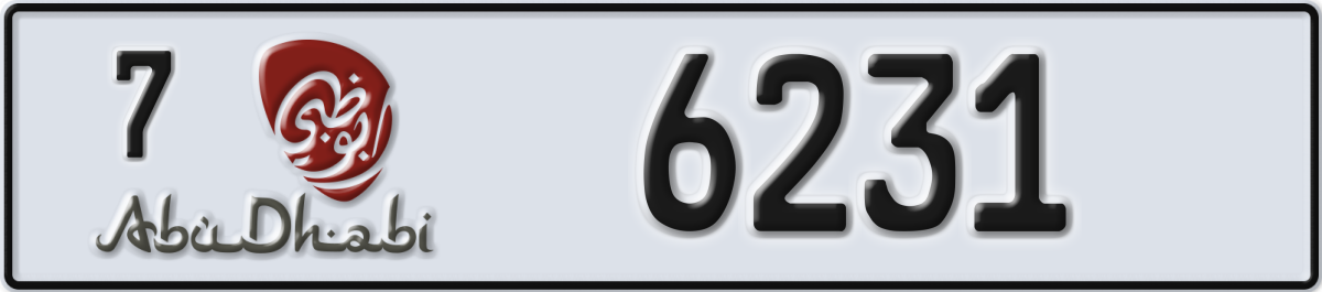 abu dhabi License Plate Number 6231 Code 7