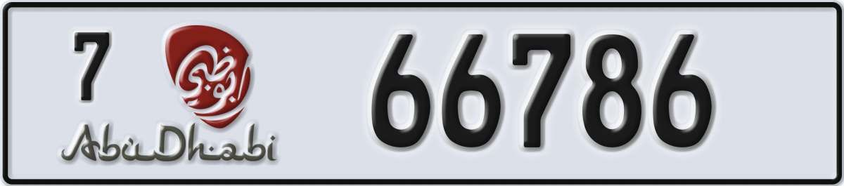 abu dhabi License Plate Number 66786 Code 7