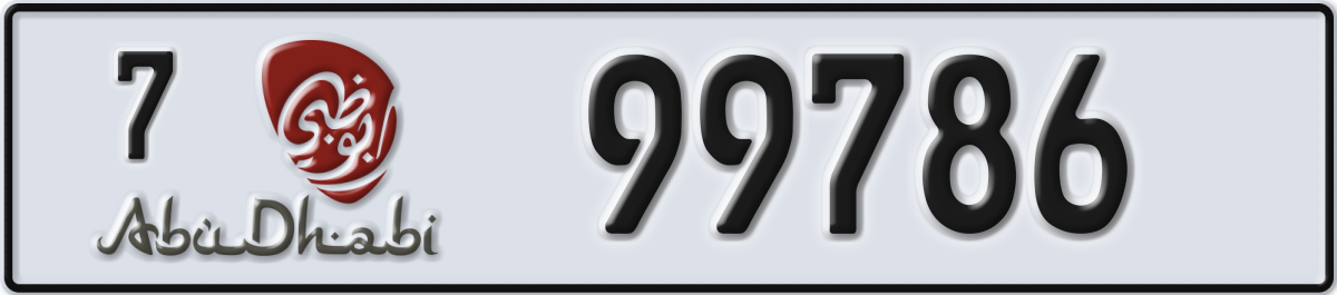 abu dhabi License Plate Number 99786 Code 7