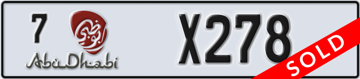 abu dhabi License Plate Number X278 Code 7