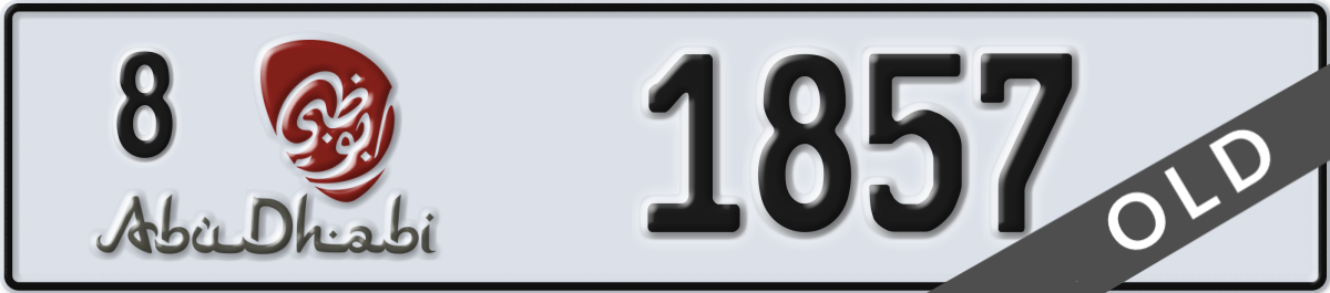 abu dhabi License Plate Number 1857 Code 8