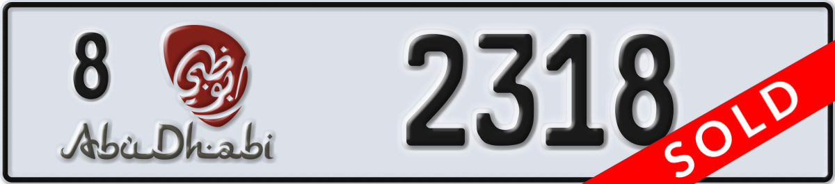 abu dhabi License Plate Number 2318 Code 8