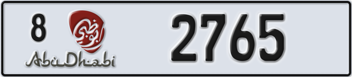 abu dhabi License Plate Number 2765 Code 8