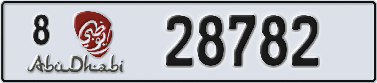 abu dhabi License Plate Number 28782 Code 8