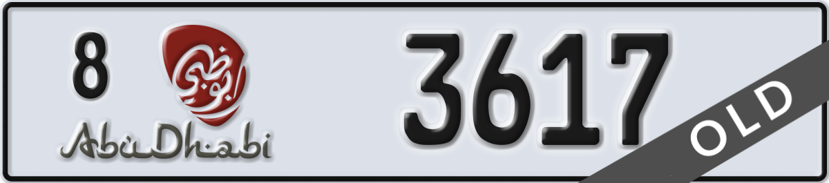 abu dhabi License Plate Number 3617 Code 8