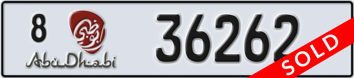 abu dhabi License Plate Number 36262 Code 8