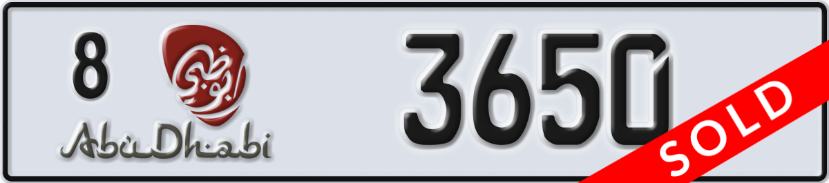 abu dhabi License Plate Number 3650 Code 8