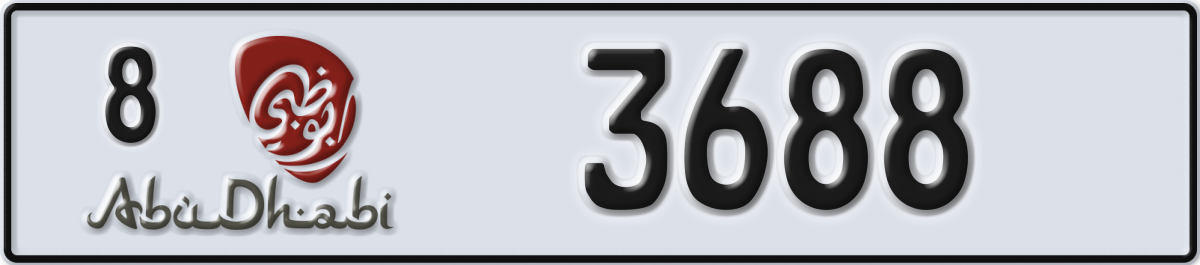 abu dhabi License Plate Number 3688 Code 8