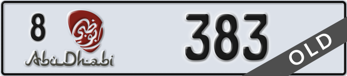 abu dhabi License Plate Number 383 Code 8