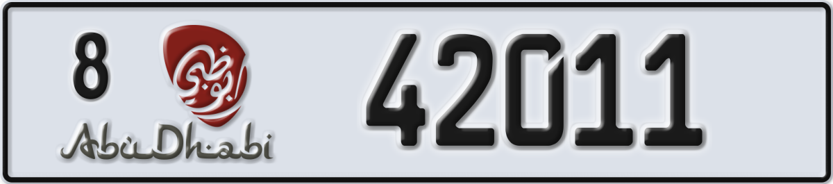 abu dhabi License Plate Number 42011 Code 8