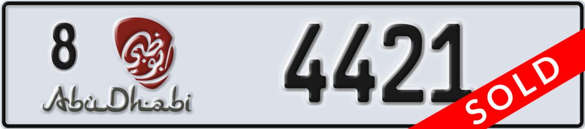 abu dhabi License Plate Number 4421 Code 8
