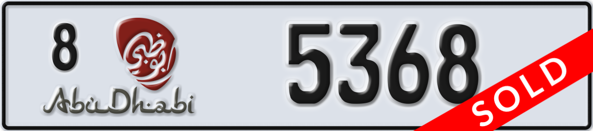 abu dhabi License Plate Number 5368 Code 8