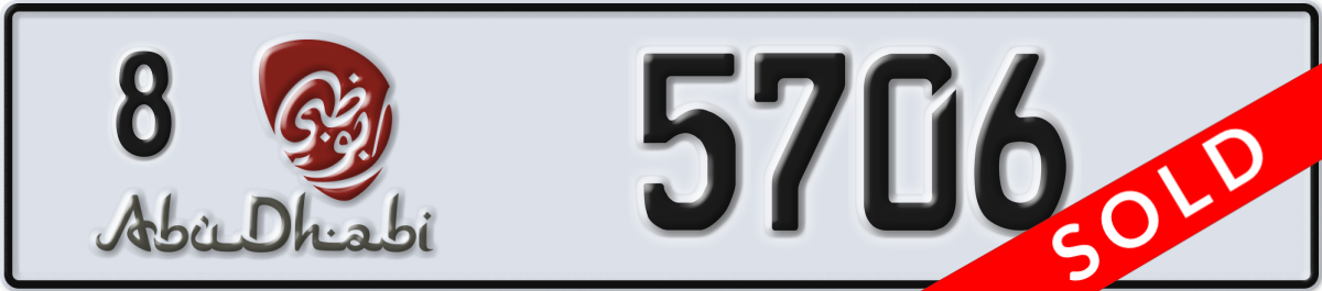 abu dhabi License Plate Number 5706 Code 8