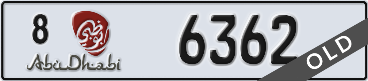 abu dhabi License Plate Number 6362 Code 8