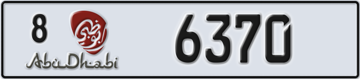 abu dhabi License Plate Number 6370 Code 8