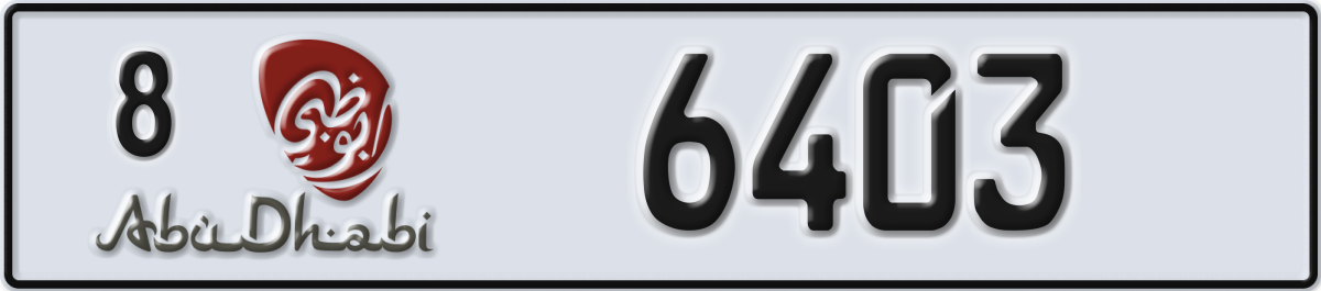 abu dhabi License Plate Number 6403 Code 8