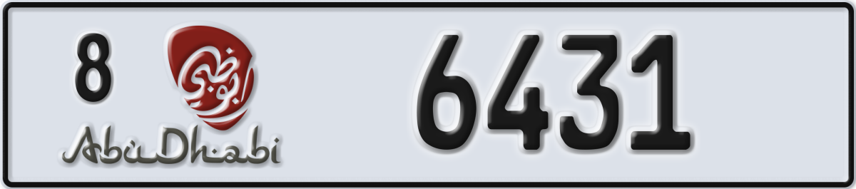 abu dhabi License Plate Number 6431 Code 8