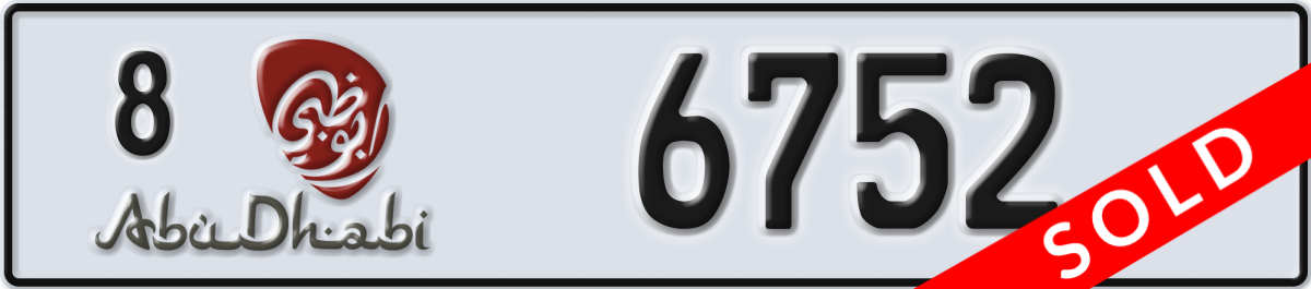 abu dhabi License Plate Number 6752 Code 8