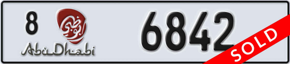abu dhabi License Plate Number 6842 Code 8