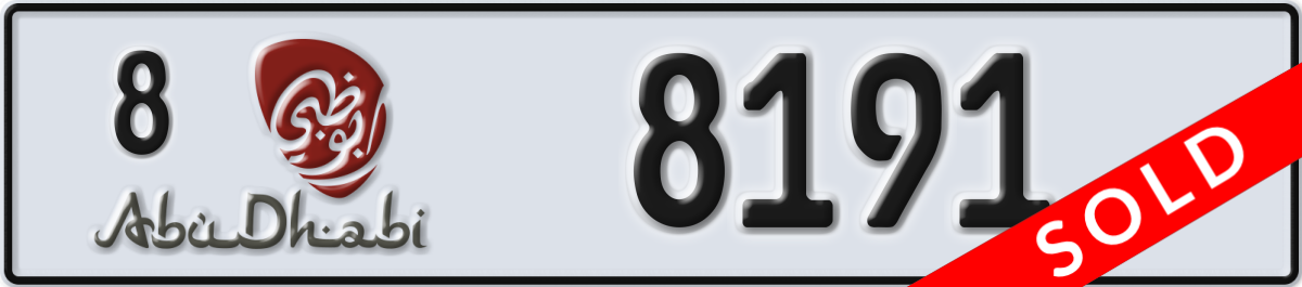 abu dhabi License Plate Number 8191 Code 8